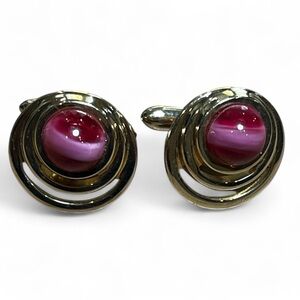 Swank Gold Tone Cufflink Red Vintage